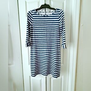 Lilly Pulitzer Navy and White Striped Long Sleeve Dress, Size Small